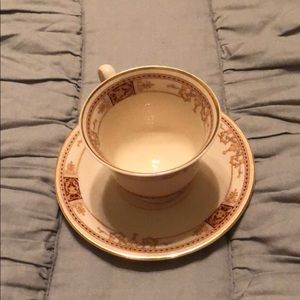 Teacups gold plated white tea cup and plate